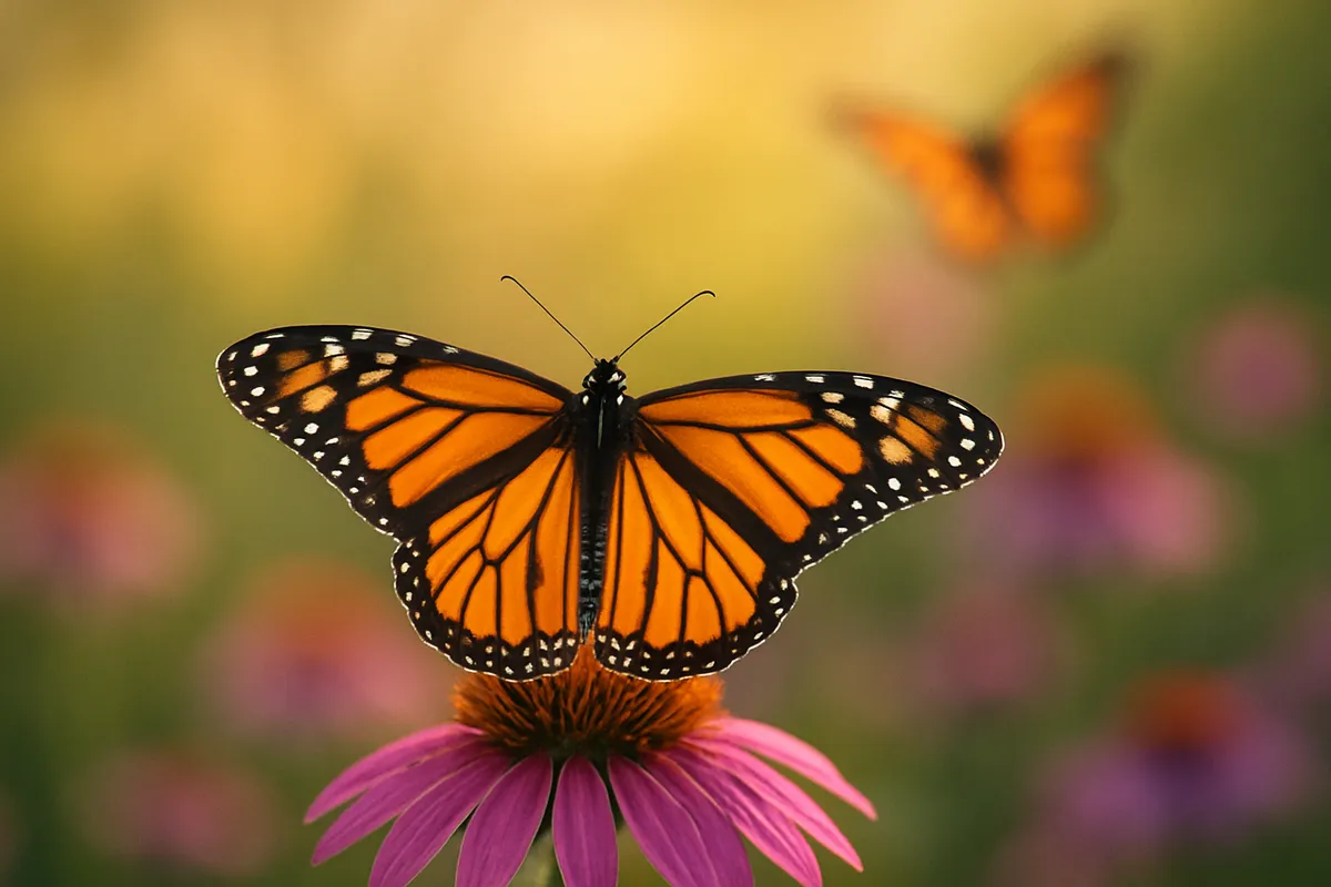 A monarch butterfly on a purple coneflower