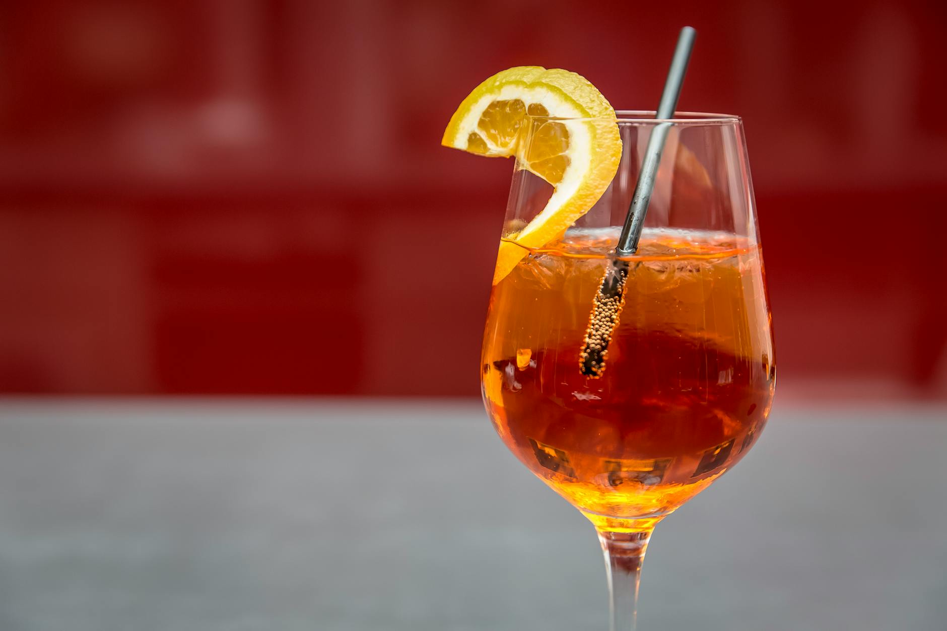 clear wine glass with lemon juice