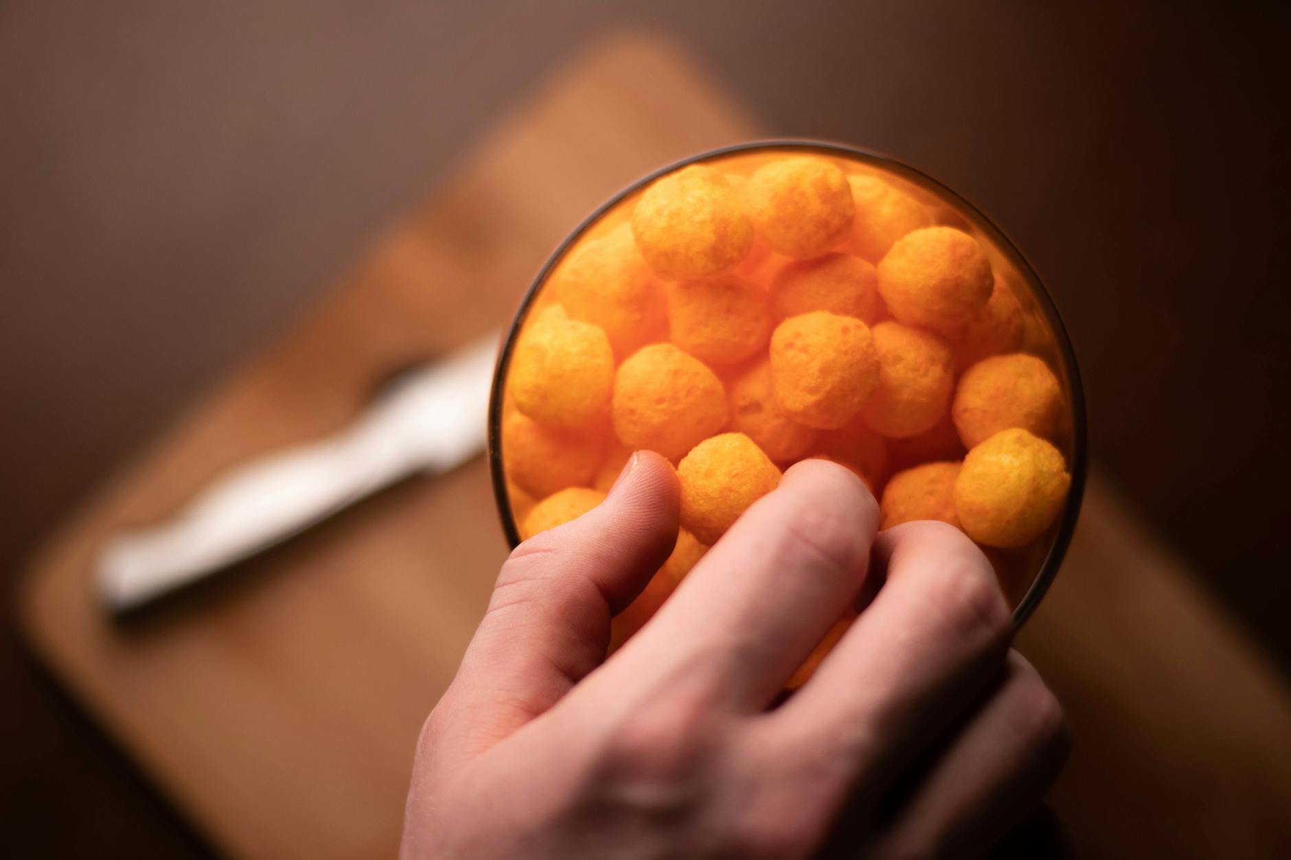 cheese puffs in a container