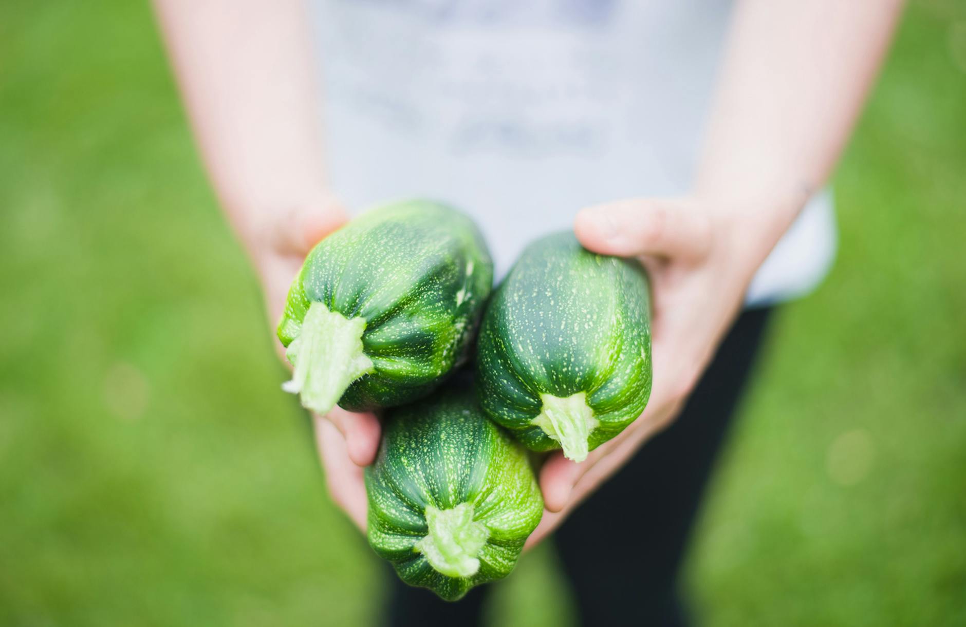 close up of woman holding vegetables