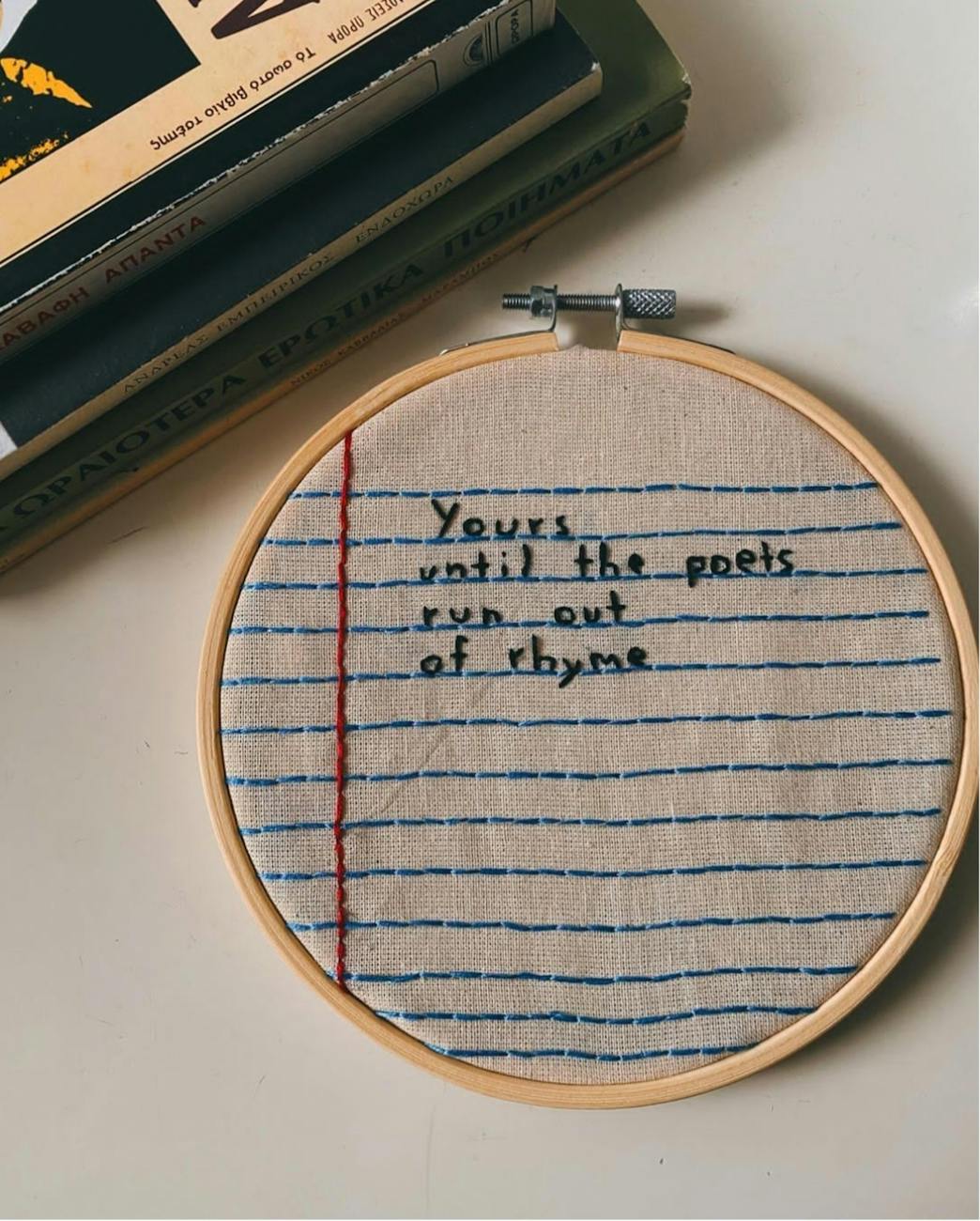 creative embroidery on notebook style fabric