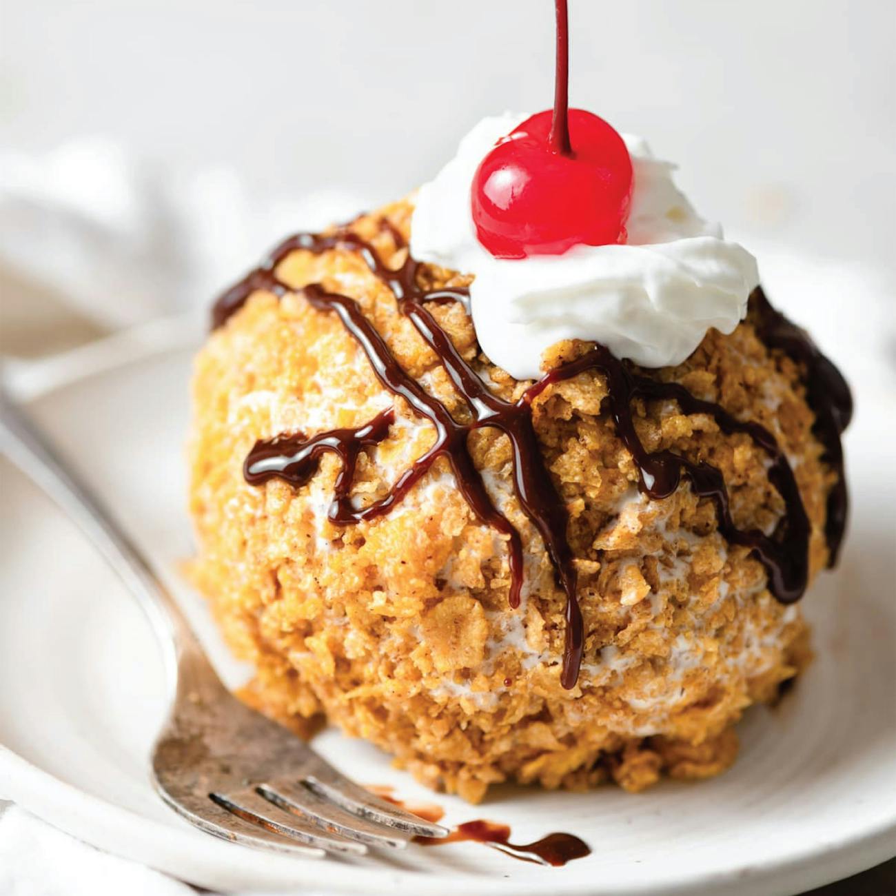 close up shot of a fried ice cream