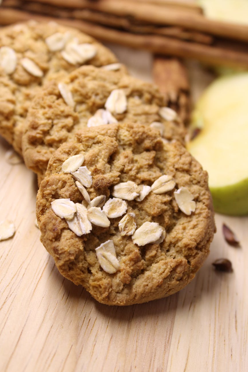 close up photo of oat cookies